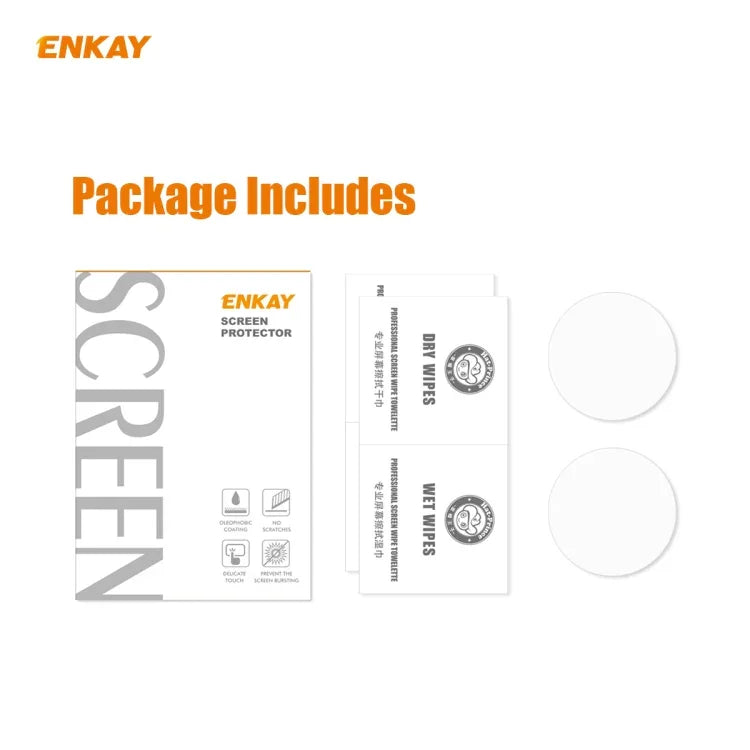 ฟิล์มกระจกนิรภัยขอบโค้ง 0.2 มม. 9H 2.15D ENKAY Hat-Prince 2 ชิ้น สำหรับ Samsung Galaxy Watch 3 45 มม., สำหรับ Samsung Galaxy Watch 3 41 มม.