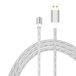 สายชาร์จโทรศัพท์มือถือ USB เป็น 8 Pin แบบดูดแม่เหล็กพร้อมไฟสีสันสดใส, ความยาว: 1m, 1m