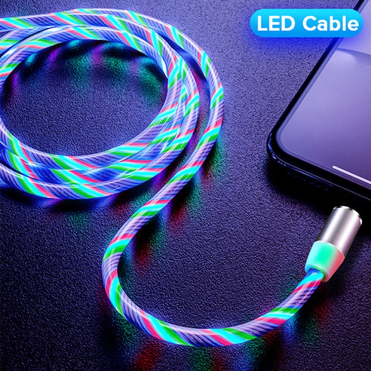 สายชาร์จโทรศัพท์มือถือ USB เป็น 8 Pin แบบดูดแม่เหล็กพร้อมไฟสีสันสดใส, ความยาว: 1m, 1m