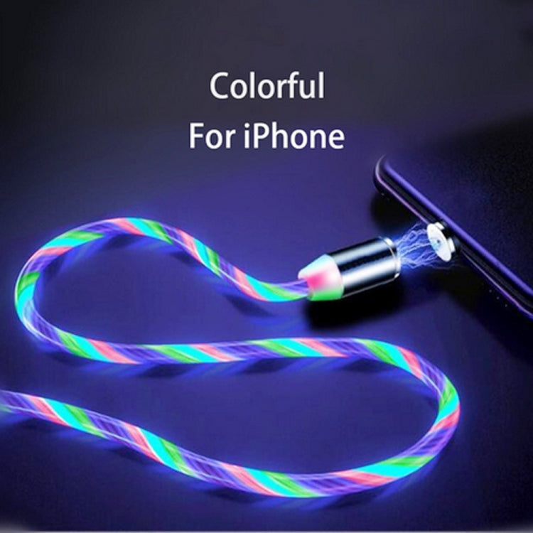 สายชาร์จโทรศัพท์มือถือ USB เป็น 8 Pin แบบดูดแม่เหล็กพร้อมไฟสีสันสดใส, ความยาว: 1m, 1m