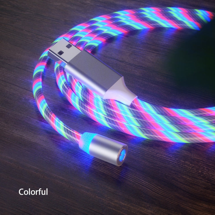 สายชาร์จโทรศัพท์มือถือ USB เป็น 8 Pin แบบดูดแม่เหล็กพร้อมไฟสีสันสดใส, ความยาว: 1m, 1m