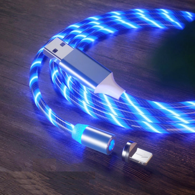 สายชาร์จโทรศัพท์มือถือ USB เป็น 8 Pin แบบดูดแม่เหล็กพร้อมไฟสีสันสดใส, ความยาว: 1m, 1m