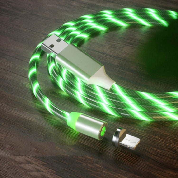 สายชาร์จโทรศัพท์มือถือ USB เป็น 8 Pin แบบดูดแม่เหล็กพร้อมไฟสีสันสดใส, ความยาว: 1m, 1m