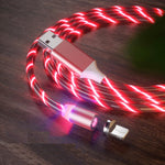 สายชาร์จโทรศัพท์มือถือ USB เป็น 8 Pin แบบดูดแม่เหล็กพร้อมไฟสีสันสดใส, ความยาว: 1m, 1m