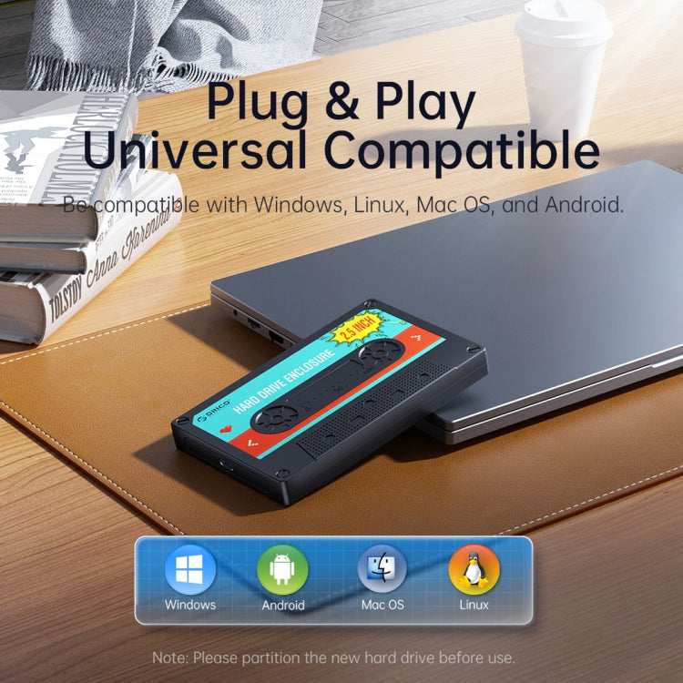 กล่องฮาร์ดดิสก์แบบพกพาคลาสสิก ORICO 2580U3 ขนาด 2.5 นิ้ว USB 3.0 SATA, 2580U3