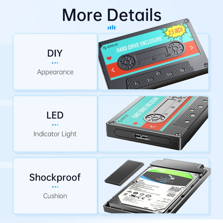 กล่องฮาร์ดดิสก์แบบพกพาคลาสสิก ORICO 2580U3 ขนาด 2.5 นิ้ว USB 3.0 SATA, 2580U3