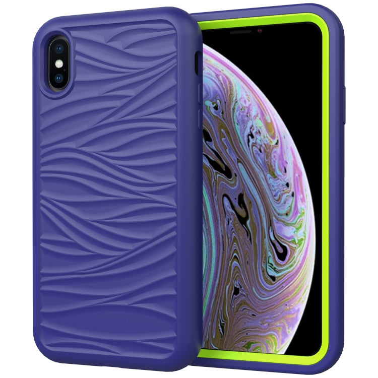 For iPhone XS Max Wave Pattern 3 in 1 Silicone+PC Shockproof Protective Case