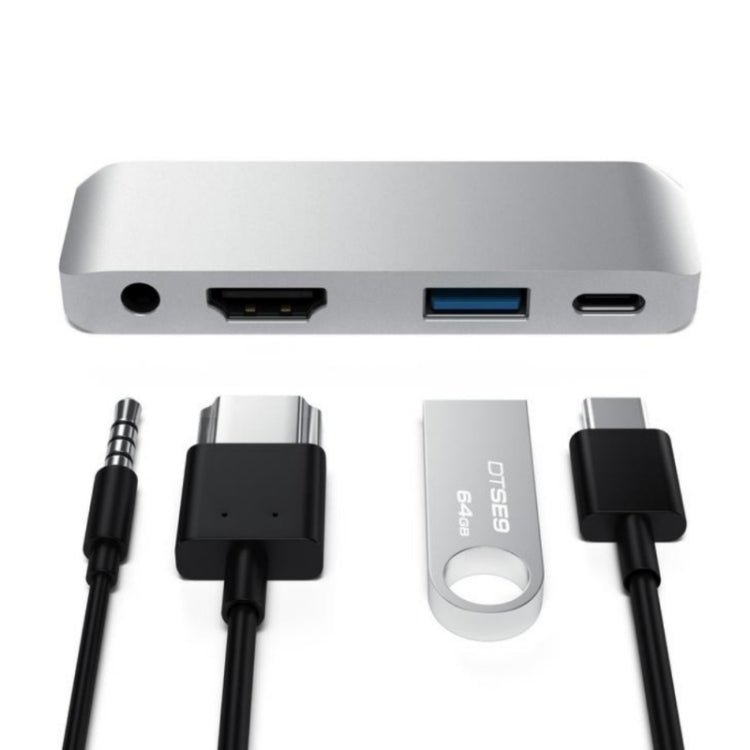 อะแดปเตอร์ HUB 4 in 1 Type-C / USB-C เป็น HDMI + AUX + USB + PD Type-C / USB-C, ด็อก HD อเนกประสงค์