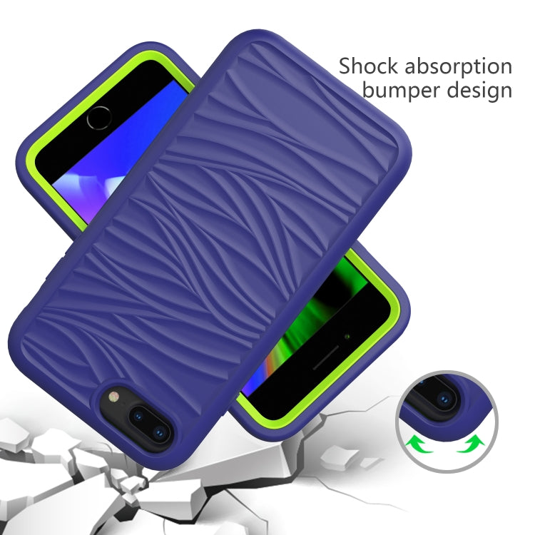 For iPhone 6/7/8 Plus Wave Pattern 3 in 1 Silicone+PC Shockproof Protective Case