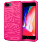 For iPhone 6/7/8 Plus Wave Pattern 3 in 1 Silicone+PC Shockproof Protective Case
