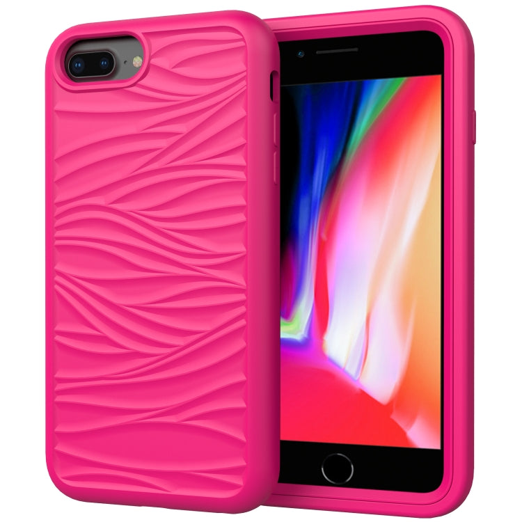 For iPhone 6/7/8 Plus Wave Pattern 3 in 1 Silicone+PC Shockproof Protective Case