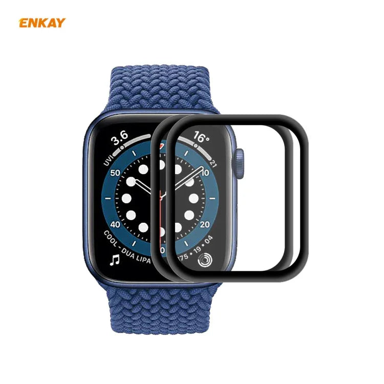 ฟิล์มกันรอยหน้าจอ HD แบบโค้งร้อน 3D PET เต็มจอ ENKAY Hat-Prince 2 ชิ้น สำหรับ Apple Watch Series 6/5/4/SE 44mm