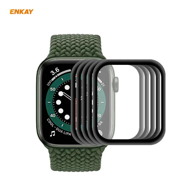 ฟิล์มกันรอยหน้าจอ HD แบบโค้งร้อน 3D PET เต็มจอ ENKAY Hat-Prince 5 ชิ้น สำหรับ Apple Watch Series 6/5/4/SE 44mm
