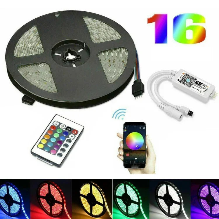 ชุดไฟเส้น LED RGB 5050 ยาว 5 เมตร พร้อมชุดอุปกรณ์สมาร์ทโฮม WIFI (ไม่กันน้ำ)