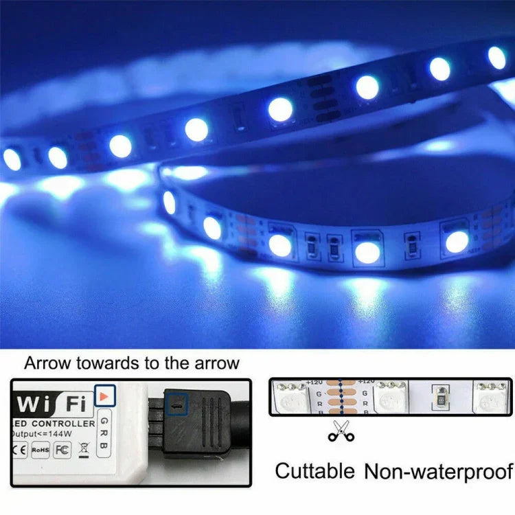 ชุดไฟเส้น LED RGB 5050 ยาว 5 เมตร พร้อมชุดอุปกรณ์สมาร์ทโฮม WIFI (ไม่กันน้ำ)
