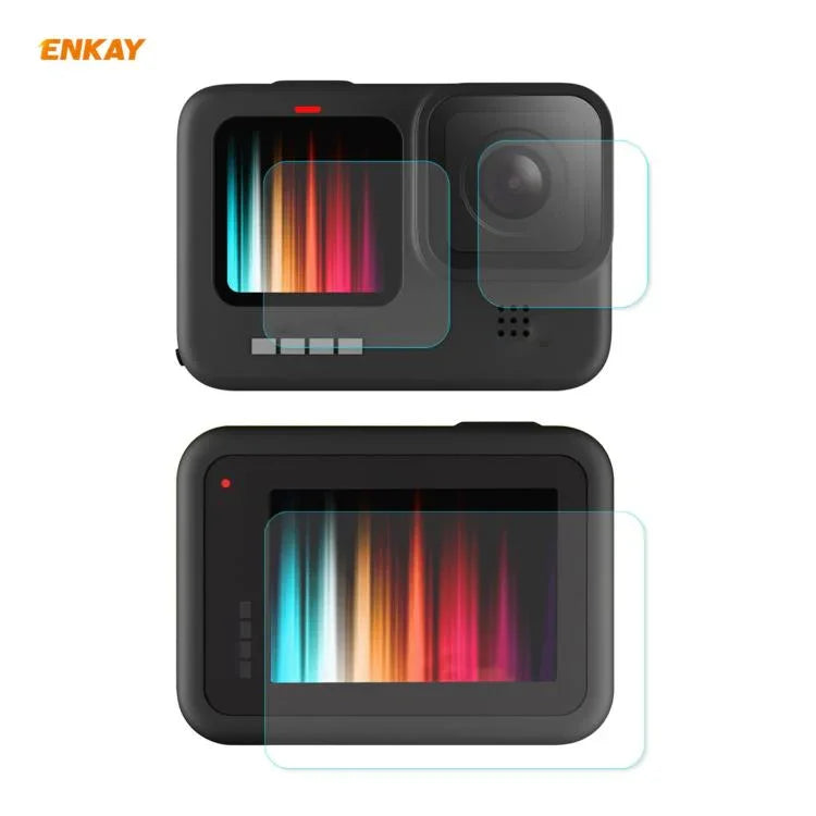 ฟิล์มกระจกนิรภัย 3 in 1 ความแข็ง 9H 0.2 มม. สำหรับเลนส์กล้องและหน้าจอ GoPro HERO9 ENKAY Hat-Prince