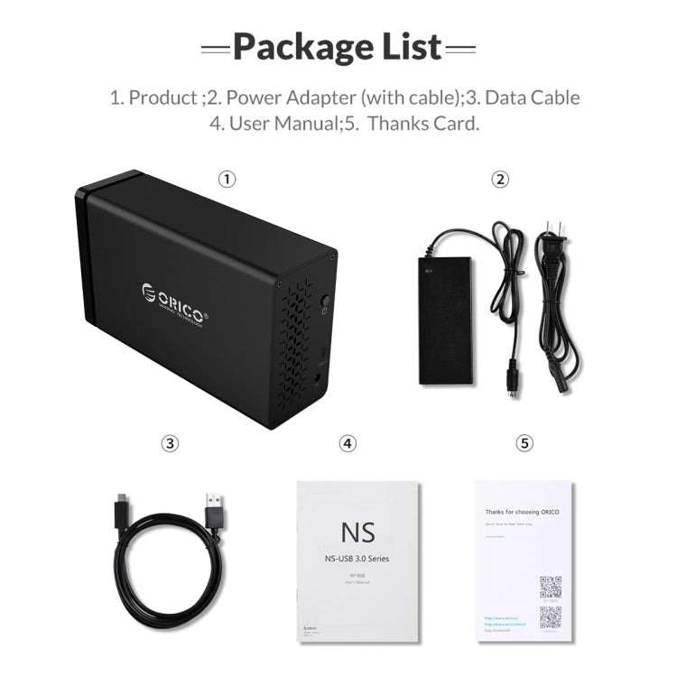 ORICO NS200RU3 กล่องใส่ฮาร์ดไดรฟ์ 2 ช่อง USB3.0 พร้อมระบบ Raid, NS200RU3