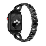 สายสแตนเลสสตีลแข็งประดับเพชรรูปตัว X สำหรับ Apple Watch Series 3 & 2 & 1 38 มม.