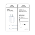 2 in 1 PD 20W Single USB-C / Type-C Port Travel Charger + 3A PD3.0 USB-C / Type-C to 8 Pin Fast Charge Data Cable Set, Cable Length: 1m, US Plug, 20W 1m