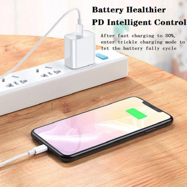 2 in 1 PD 20W Single USB-C / Type-C Port Travel Charger + 3A PD3.0 USB-C / Type-C to 8 Pin Fast Charge Data Cable Set, Cable Length: 1m, US Plug, 20W 1m
