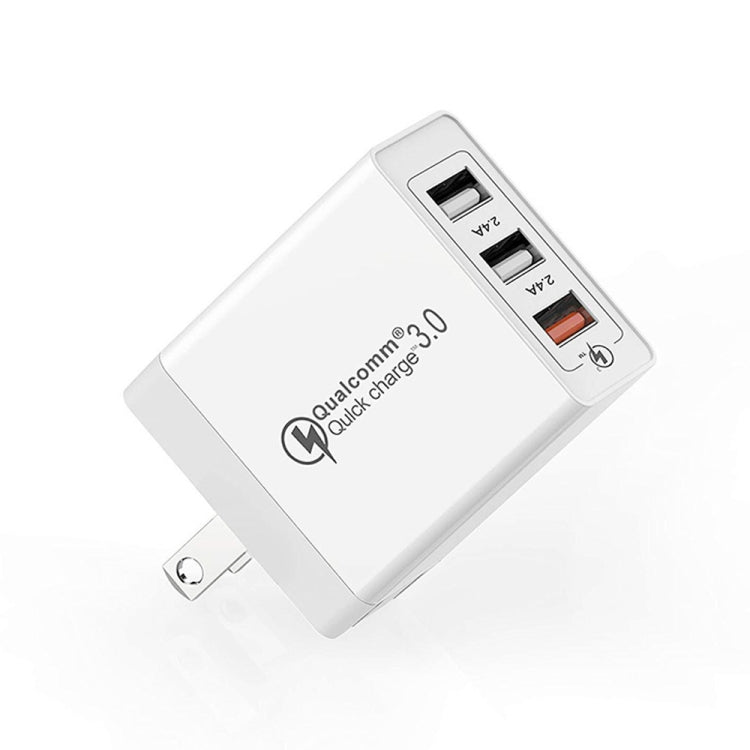 ที่ชาร์จเร็วสากล SDC-30W 30W QC 3.0 USB + 2.4A พอร์ต USB 2.0 คู่ สำหรับโทรศัพท์มือถือ แท็บเล็ต และพีซี พร้อมปลั๊ก US