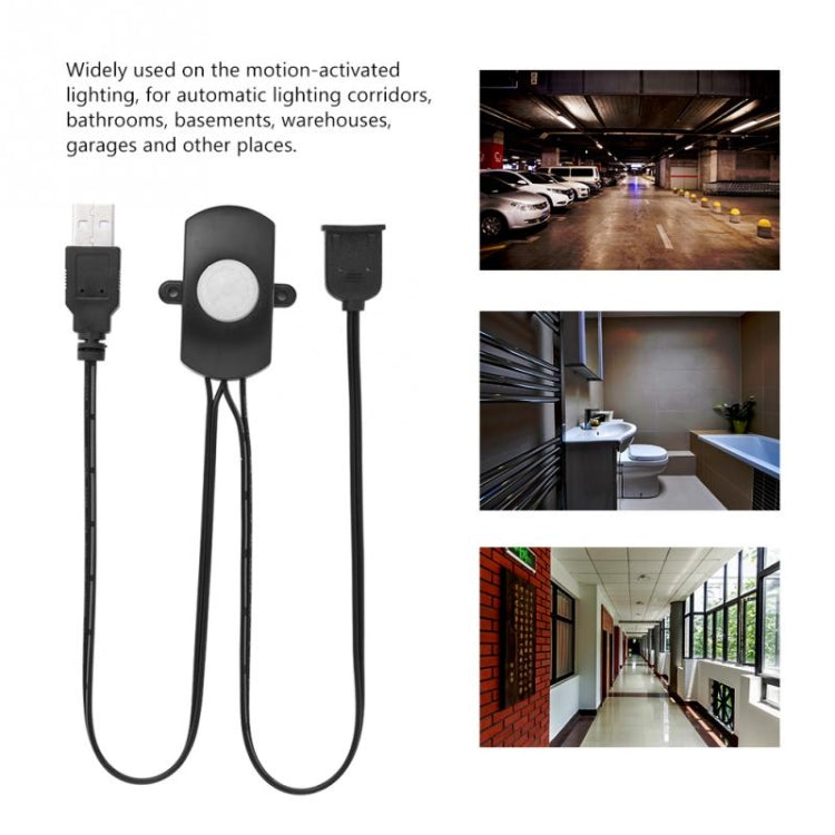 สวิตช์เซ็นเซอร์ตรวจจับการเคลื่อนไหวอินฟราเรด PIR USB DC 5V/12V/24V สำหรับแถบไฟ LED สีดำ, ขาว