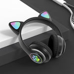 TN-28 หูฟังบลูทูธ 5.0 ขนาด 3.5 มม. เชื่อมต่อคู่ หูฟังสเตอริโอหูแมว RGB เบส ตัดเสียงรบกวน รองรับการ์ด TF พร้อมไมโครโฟน