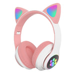 TN-28 หูฟังบลูทูธ 5.0 ขนาด 3.5 มม. เชื่อมต่อคู่ หูฟังสเตอริโอหูแมว RGB เบส ตัดเสียงรบกวน รองรับการ์ด TF พร้อมไมโครโฟน
