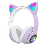 TN-28 หูฟังบลูทูธ 5.0 ขนาด 3.5 มม. เชื่อมต่อคู่ หูฟังสเตอริโอหูแมว RGB เบส ตัดเสียงรบกวน รองรับการ์ด TF พร้อมไมโครโฟน