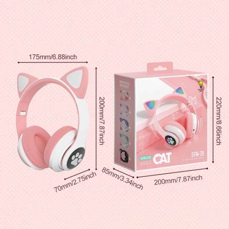 TN-28 หูฟังบลูทูธ 5.0 ขนาด 3.5 มม. เชื่อมต่อคู่ หูฟังสเตอริโอหูแมว RGB เบส ตัดเสียงรบกวน รองรับการ์ด TF พร้อมไมโครโฟน