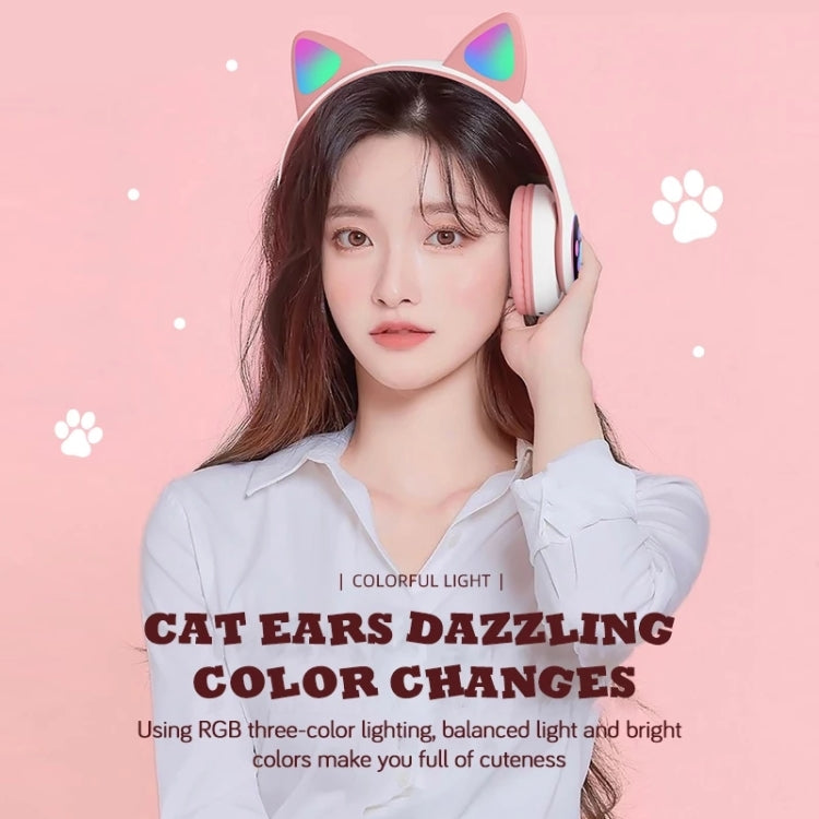 TN-28 หูฟังบลูทูธ 5.0 ขนาด 3.5 มม. เชื่อมต่อคู่ หูฟังสเตอริโอหูแมว RGB เบส ตัดเสียงรบกวน รองรับการ์ด TF พร้อมไมโครโฟน