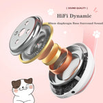 TN-28 หูฟังบลูทูธ 5.0 ขนาด 3.5 มม. เชื่อมต่อคู่ หูฟังสเตอริโอหูแมว RGB เบส ตัดเสียงรบกวน รองรับการ์ด TF พร้อมไมโครโฟน