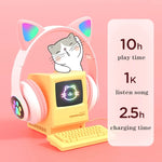 TN-28 หูฟังบลูทูธ 5.0 ขนาด 3.5 มม. เชื่อมต่อคู่ หูฟังสเตอริโอหูแมว RGB เบส ตัดเสียงรบกวน รองรับการ์ด TF พร้อมไมโครโฟน
