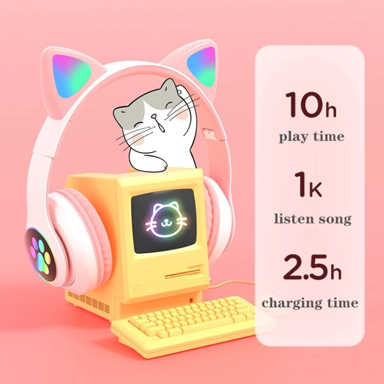 TN-28 หูฟังบลูทูธ 5.0 ขนาด 3.5 มม. เชื่อมต่อคู่ หูฟังสเตอริโอหูแมว RGB เบส ตัดเสียงรบกวน รองรับการ์ด TF พร้อมไมโครโฟน
