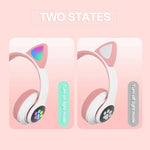 TN-28 หูฟังบลูทูธ 5.0 ขนาด 3.5 มม. เชื่อมต่อคู่ หูฟังสเตอริโอหูแมว RGB เบส ตัดเสียงรบกวน รองรับการ์ด TF พร้อมไมโครโฟน