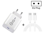 ชุดที่ชาร์จเดินทาง SDC-20W 2 in 1 PD 20W USB-C / Type-C + สายชาร์จข้อมูลเร็ว 3A PD 3.0 USB-C / Type-C เป็น USB-C / Type-C ความยาวสาย: 1 เมตร, ปลั๊ก US, ปลั๊ก EU, ปลั๊ก UK