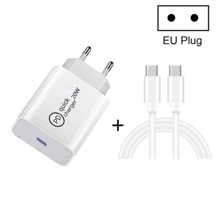 ชุดที่ชาร์จเดินทาง SDC-20W 2 in 1 PD 20W USB-C / Type-C + สายชาร์จข้อมูลเร็ว 3A PD 3.0 USB-C / Type-C เป็น USB-C / Type-C ความยาวสาย: 1 เมตร, ปลั๊ก US, ปลั๊ก EU, ปลั๊ก UK