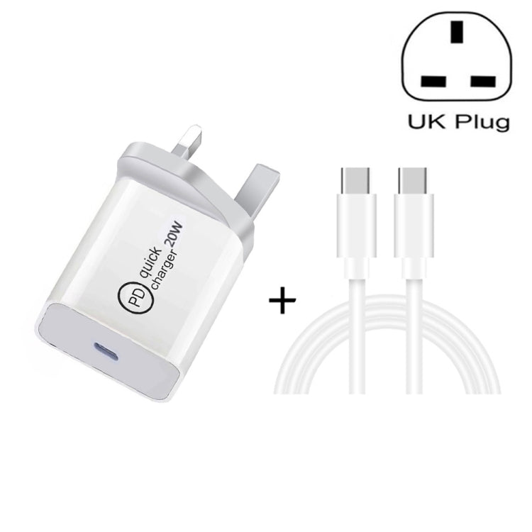 ชุดที่ชาร์จเดินทาง SDC-20W 2 in 1 PD 20W USB-C / Type-C + สายชาร์จข้อมูลเร็ว 3A PD 3.0 USB-C / Type-C เป็น USB-C / Type-C ความยาวสาย: 1 เมตร, ปลั๊ก US, ปลั๊ก EU, ปลั๊ก UK