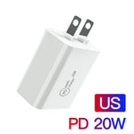 SDC-20W ชาร์จเร็ว 2 in 1 PD 20W USB-C / Type-C สำหรับเดินทาง + สายชาร์จข้อมูล 3A PD3.0 USB-C / Type-C เป็น 8 Pin ชาร์จเร็ว ความยาวสาย: 1m, ปลั๊ก US, ปลั๊ก EU, ปลั๊ก UK