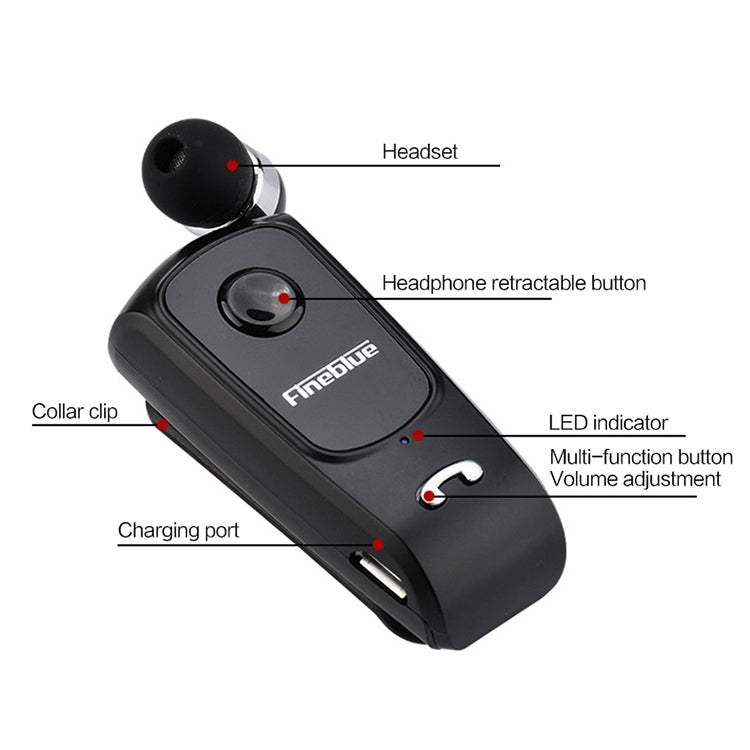 F920 หูฟังบลูทูธ CSR4.1 สายเก็บได้ เตือนสายเรียกเข้าแบบสั่น ป้องกันการโจรกรรม สีดำ ขาว ทอง เงิน เทา