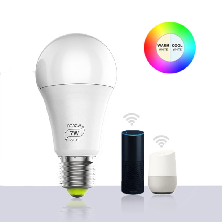 หลอดไฟอัจฉริยะ 7W E27 RGBCW WIFI สำหรับบ้านอัตโนมัติไร้สาย
