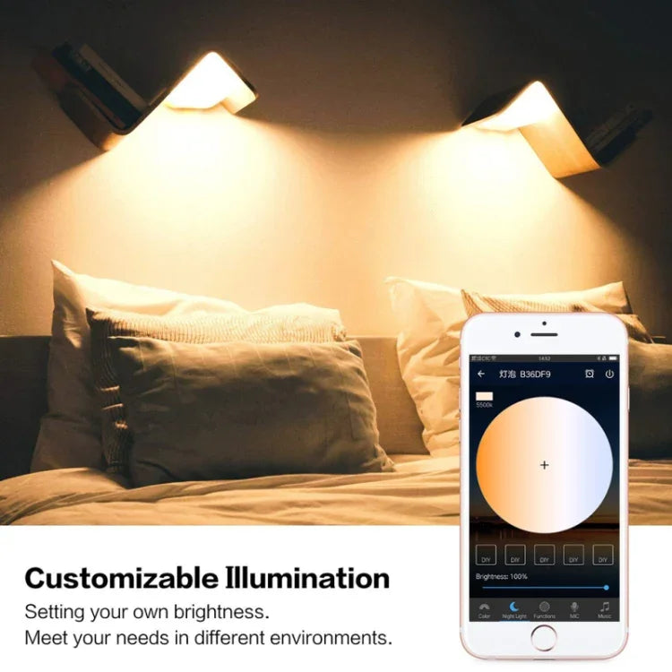 หลอดไฟอัจฉริยะ LED 9W E27 RGBCW WIFI ไร้สายสำหรับระบบอัตโนมัติในบ้านอัจฉริยะ, 220V