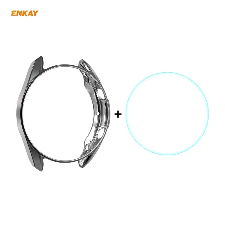 สำหรับ Samsung Galaxy Watch 3 41 มม. เคส TPU นุ่มชุบไฟฟ้า 2 in 1 ENKAY Hat-Prince + ฟิล์มกระจกนิรภัยขอบโค้ง 0.2 มม. 9H 2.15D