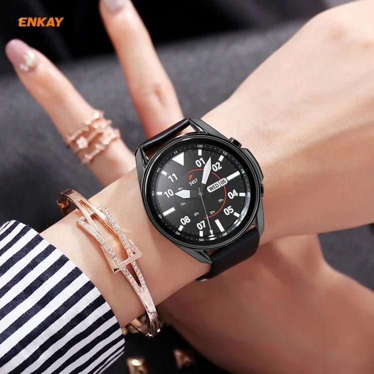 สำหรับ Samsung Galaxy Watch 3 45 มม. เคส TPU นุ่มชุบไฟฟ้า 2 in 1 ENKAY Hat-Prince + ฟิล์มกระจกนิรภัยขอบโค้ง 0.2 มม. 9H 2.15D