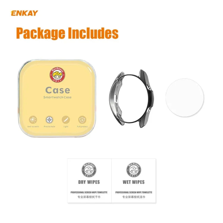 สำหรับ Samsung Galaxy Watch 3 45 มม. เคส TPU นุ่มชุบไฟฟ้า 2 in 1 ENKAY Hat-Prince + ฟิล์มกระจกนิรภัยขอบโค้ง 0.2 มม. 9H 2.15D