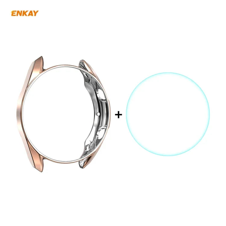 สำหรับ Samsung Galaxy Watch 3 45 มม. เคส TPU นุ่มชุบไฟฟ้า 2 in 1 ENKAY Hat-Prince + ฟิล์มกระจกนิรภัยขอบโค้ง 0.2 มม. 9H 2.15D