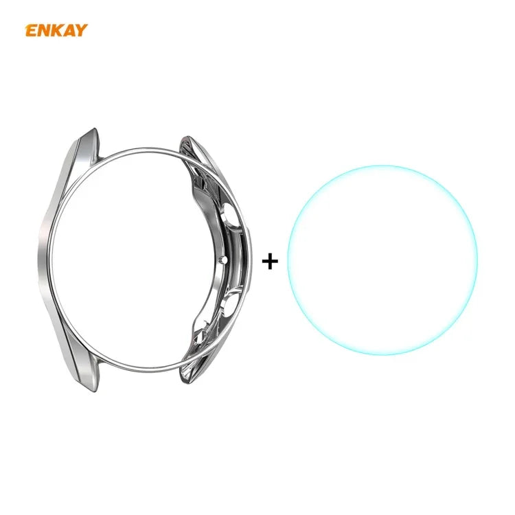 สำหรับ Samsung Galaxy Watch 3 45 มม. เคส TPU นุ่มชุบไฟฟ้า 2 in 1 ENKAY Hat-Prince + ฟิล์มกระจกนิรภัยขอบโค้ง 0.2 มม. 9H 2.15D