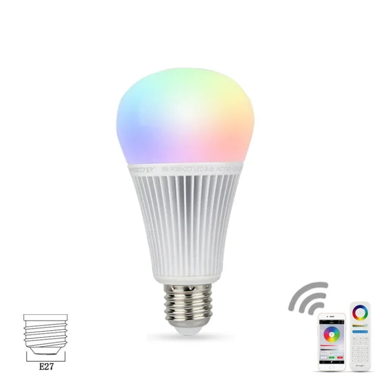 FUT012 หลอดไฟ LED E27 9W RGB + CCT 100V-240V สีเต็มรูปแบบ ควบคุมระยะไกล สมาร์ทบัลบ์ WiFi 2.4G ไร้สาย