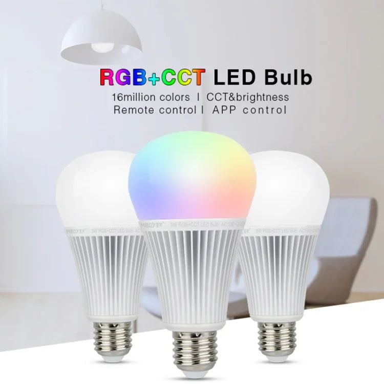 FUT012 หลอดไฟ LED E27 9W RGB + CCT 100V-240V สีเต็มรูปแบบ ควบคุมระยะไกล สมาร์ทบัลบ์ WiFi 2.4G ไร้สาย