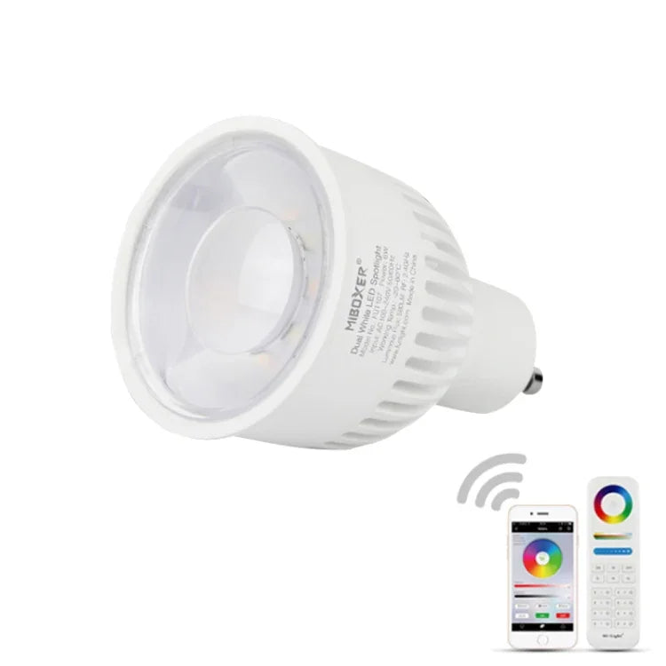 หลอดไฟสปอตไลท์ LED FUT107 GU10 6W สีขาวคู่ CCT สำหรับห้องนอนและห้องนั่งเล่น
